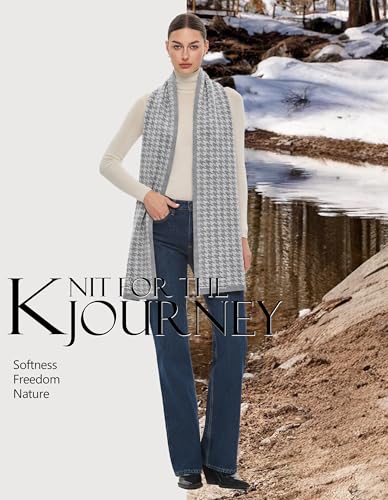 PULI Women's Pashmina Shawl Wraps for Evening Dress Large Scarf Blanket Long Wedding Bridal Winter Warm Shoulder Wrap - color: Houndstooth-slate Gray