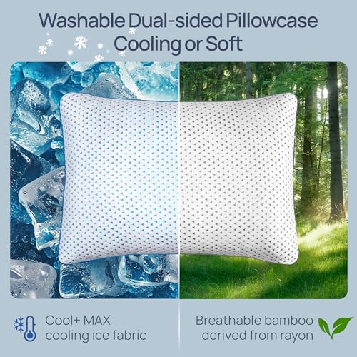 Small Cooling Memory Foam Travel Pillows for Airplanes Sleeping, Compressible Camping Pillow, Mini Adjustable Shredded Foam Bed Pillow for Medium Firm Neck Knee Lumbar Support, Ideal Car, Backpacking - size: S - 16 x 12 Inch