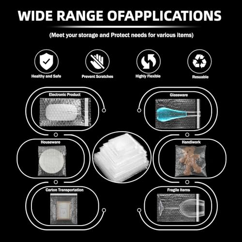 Frienda 300 Pcs Clear Self Sealing Bubble Cushion Bags Double Wall Bubble Pouch Bag Plastic Shockproof Protective Packing Bags for Small Business Moving Shipping Packaging Storage(Mixed Sizes) - size: Mixed Sizes