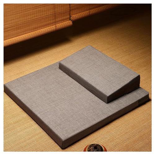 Square Meditation Cushion Mat Set with Washable Cotton Linen Cover, Larger Thick Yoga Mat Bolster Floor Pillows Seating for Adults Meditation Accessories R-60CM - color: R, size: 60CM