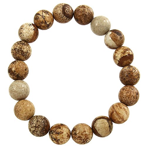 Falari 10mm Natural Semi Precious Gemstone Stretch Bracelet Unisex - color: Jasper