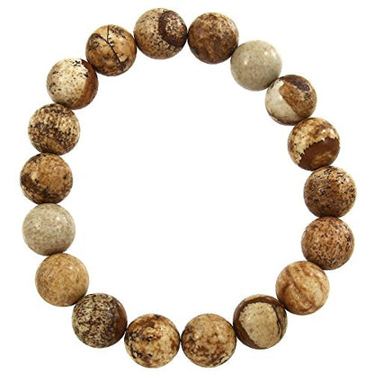 Falari 10mm Natural Semi Precious Gemstone Stretch Bracelet Unisex - color: Jasper