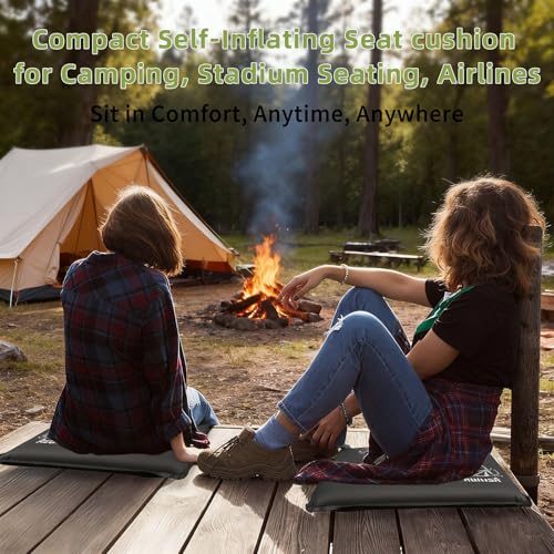 Inflatable Stadium Seat Cushion, Portable Self Inflating Outdoor Seat Cushion for Stadium, Airplane, Travel, Camping, Car & Office