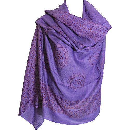 Om Ohm Mantra Yoga Meditation Cotton Altar Cloth Prayer Shawl Tapestry Large - color: Dark Brown