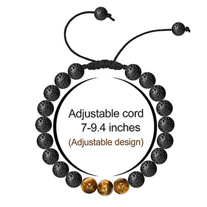 M MOOHAM Fathers Day Gift Mens Bracelet - Beaded Natural Stone 8mm Tiger Eye Matte Agate Lava Rock Bracelets for Men Teen Boys Grandpa Dad Birthday Gifts Jewelry - style: Black Lava Rock Tiger Eye Bracelet