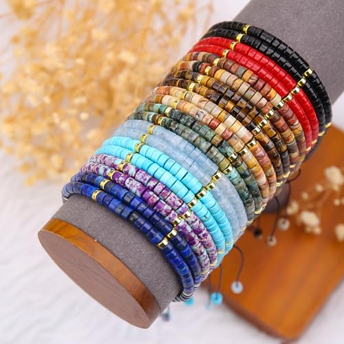 BONNY BOXX Braided Genuine Bracelet, Elegant Handcrafted Natural Gemstone Crystal Bracelet Healing Power Energy Inspirational Gifts with Card for Unisex - color: African Turquoise, size: 2*4MM