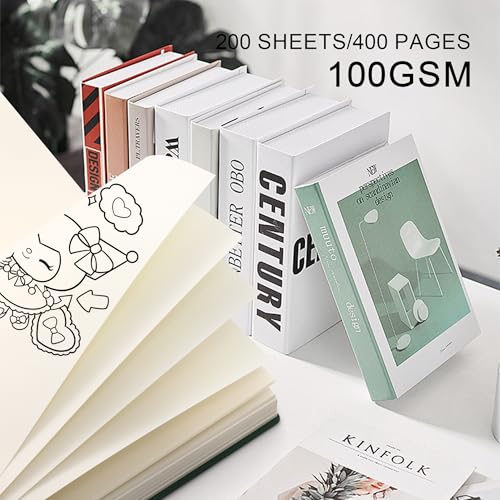 Thick Blank Journal Notebook 400 Pages 3.9 × 5.5 No Lines Soft Leather Pocket Blank Notebook for Women Drawing Book Memo Writing Sketch Diary Notebook Upgrade Page (khaki) - color: khaki