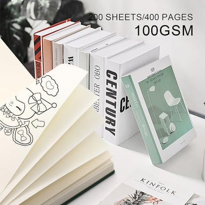 Thick Blank Journal Notebook 400 Pages 3.9 × 5.5 No Lines Soft Leather Pocket Blank Notebook for Women Drawing Book Memo Writing Sketch Diary Notebook Upgrade Page (khaki) - color: khaki
