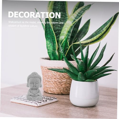 PRETYZOOM Handcrafted Sandstone Buddha Statue Minimalist Decor for Home Garden and Tea Elegant Indoor Desktop Sculpture Peaceful Ambiance Creator