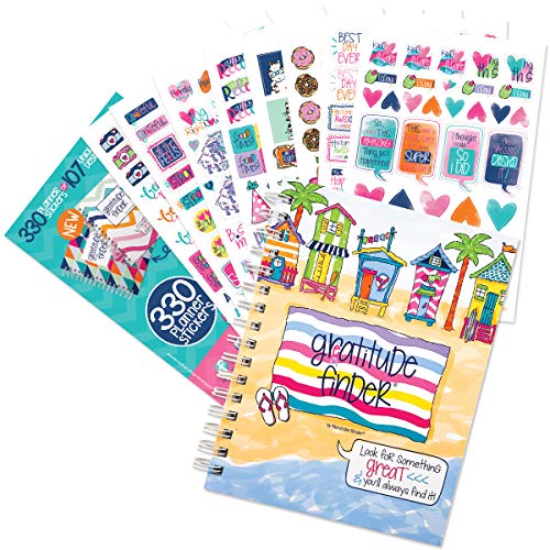 Gratitude Journal 52 Week Daily Positive Thinking for Thankfulness + Sticker Set | Gratitude Finder - color: Beach, Please! + Grateful Heart Stickers