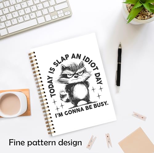 Funny Raccoon Notebook, Raccoon Gifts for Women Journal, Animal Lover Gifts Journal, Today is Slap an Idiot Day Funny Animal Hardcover Spiral Notebooks, 5.5x8.3 Inch - color: Color_7