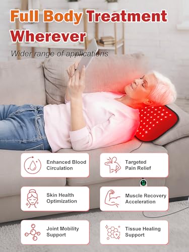 Red-Light-Therapy-for-Body,2026 Upgraded 4 Therapy Modes,5 Intensity Levels,10–90 Min Timer,Medical-Grade TPU Mat for Pain Relief,20"x 9"Dual Wavelength Infrared Red Light Blanket for Home&Travel Use - size: 20" x 9"