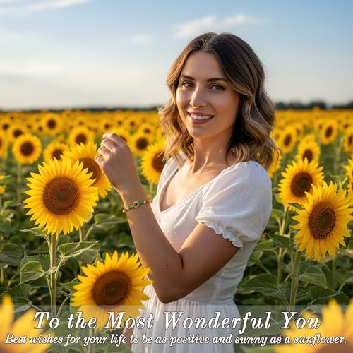 SmileBelle Protection Bracelets for Women, Pregnancy Gifts for Expecting Mom Sunflower Gifts for Women Black Tourmaline Bracelets as Healing Bracelet Sunflower Bracelet as Mother Day Gift - style: Sunflower Protection