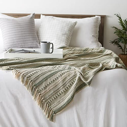 DII Braided Striped Decorative Throw Blanket, 50x60, Artichoke - color: Artichoke