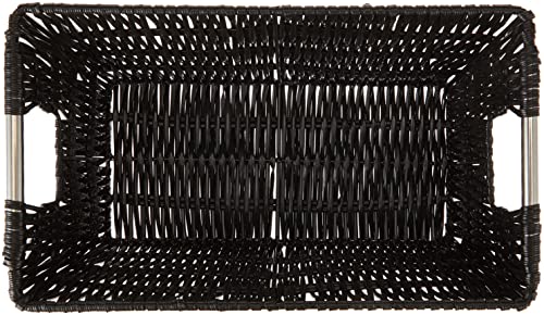 Whitmor 6500-2712-BLK Rattique Small Shelf Black Tote Basket - color: Black, size: Small