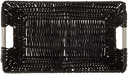Whitmor 6500-2712-BLK Rattique Small Shelf Black Tote Basket - color: Black, size: Small