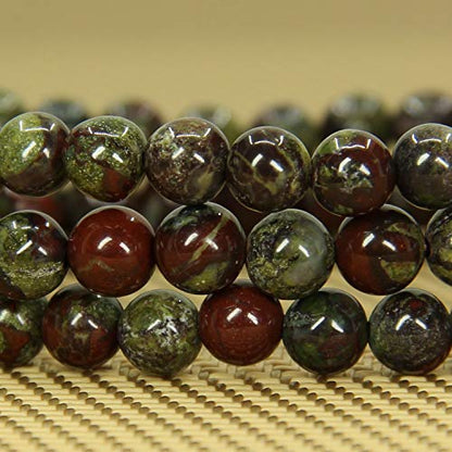 Angelstones Handmade Natural Healing Gemstone 6mm Round Beads Stretch Crystal Bracelet 7 Inch Unisex - color: Dragon Blood Jasper
