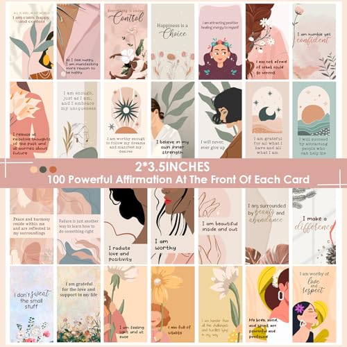 BRYTEFY 100 Empowering Affirmation Cards for Women, Daily Motivation with Thought-Provoking Questions, Mindfulness, Inspiration, and Meditation and Self Care Gift For Women. - color: 100Warm