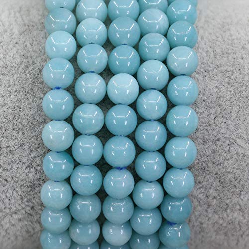 Natural Gemstone 6mm Round Beads Stretch Bracelet 7 Inch - color: Blue Amazonite