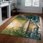 Spa Stone Area Rug Washable Non Slip Oriental Flowers Bamboo Green Rugs for Meditation Room Soft Indoor Natural Decor Carpet 3' x 6' - size: 3' x 6' (Rectangular)