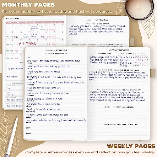 Clever Fox Self-Care Journal – Daily Reflection Notebook – Mental Health & Personal Development Planner, Meditation & Mood Log, A5 (Seashell) - color: Seashell, size: A5 (5.8'' x 8.3'')