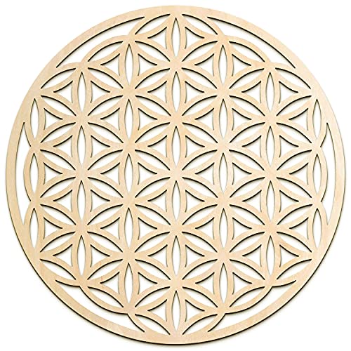 Fourth Level MFG 12” Flower of Life, Sacred Geometry Wood Wall Art, Creation Cycle Symbol, Zen Home Decoration for Yoga and Meditation, Good Energy Spiritual Altar Decor, Chakra Crystal Grid Board - color: 12” Flower of Life
