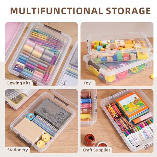 Citylife 20 PCS Plastic Storage Bins with Latching Lids Portable Project Case Clear File Box Stackable Storage Containers for Organizing A4 Paper, Photo, Document, Scrapbook - size: 5QT, style: 20 PCS