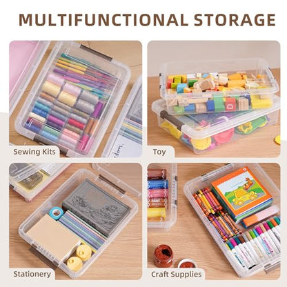 Citylife 20 PCS Plastic Storage Bins with Latching Lids Portable Project Case Clear File Box Stackable Storage Containers for Organizing A4 Paper, Photo, Document, Scrapbook - size: 5QT, style: 20 PCS