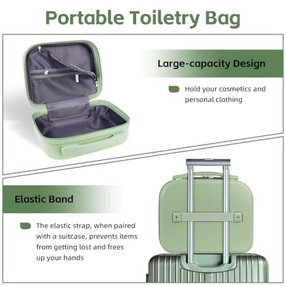 Portable Makeup Case 14inch Cosmetic Case Travel Toiletry Hand Luggage Carrying Case - color: GREEN