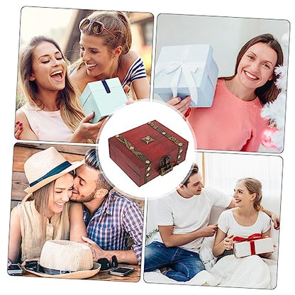 Practical Wooden Storage Box Retro Style Sundries Organizer Elegant Jewelry Box Lock