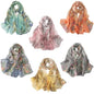 amokk 6 Packs Summer Scarf for Women Lightweight Floral Head Scarf Chiffon Shawl Warp