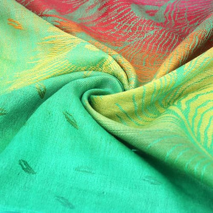 Rave Pashmina Scarf, Fashion Colorful Shawls and Wraps Soft Festival Scarves - color: B-green (Feather Pattern)