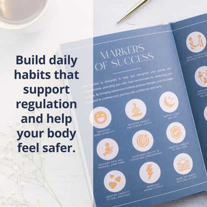 Mental Health Journal – 90 Days of Nervous System Regulation, Anxiety Relief & Emotional Resilience | Guided Daily Prompts + Safety Sequence Card + QR Bonus | Premium Hardcover Gift by a Nervous System Educator - color: BlueGrey
