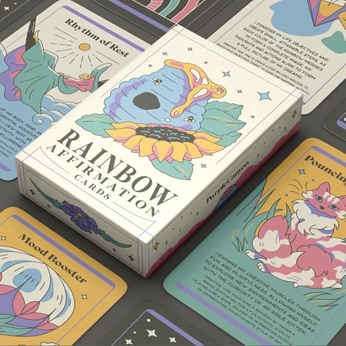 PURPLE CANYON 52-Card Rainbow Intention Affirmation Deck – Mindfulness, Manifestation & Self-Care Cards for Daily Inspiration and Weekly Reflection - style: Intention-Setting Affirmation Cards