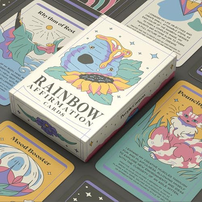 PURPLE CANYON 52-Card Rainbow Intention Affirmation Deck – Mindfulness, Manifestation & Self-Care Cards for Daily Inspiration and Weekly Reflection - style: Intention-Setting Affirmation Cards