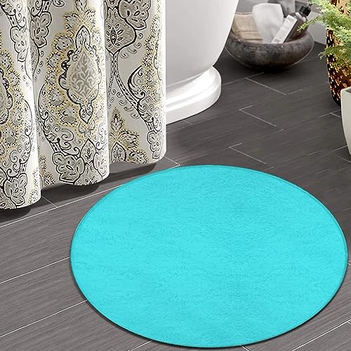 Modern Round Area Rug, Non-Slip Machine Washable Kitchen Office Circle Rug, Room Sofa Yoga Soft Round Carpet Compatible with Blue 60inch(150cm) - color: Color64, size: 60inch(150cm)