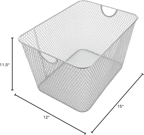 YBM HOME Kitchen Pantry Organizer Wire Basket for Shelves, Cabinets, Pantry, Countertop, Mesh Open Storage Bin Metal Basket for Organizing Food Supplies 14 x 10 x 9, Pack of 6, Silver - size: 14 in x 10 in x 9 in