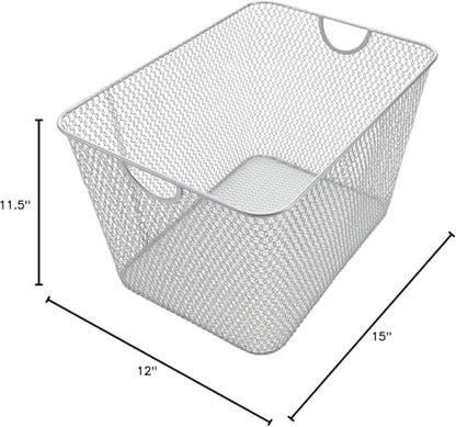 YBM HOME Kitchen Pantry Organizer Wire Basket for Shelves, Cabinets, Pantry, Countertop, Mesh Open Storage Bin Metal Basket for Organizing Food Supplies 14 x 10 x 9, Pack of 6, Silver - size: 14 in x 10 in x 9 in