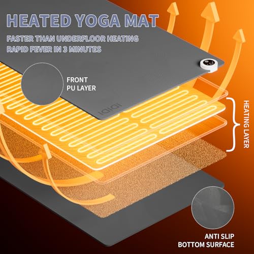 Heating yoga mat, warm yoga pad, more comfortable fitness mat in winter, yoga and meditation bio-mat - color: Black