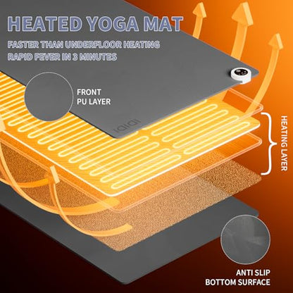 Heating yoga mat, warm yoga pad, more comfortable fitness mat in winter, yoga and meditation bio-mat - color: Black