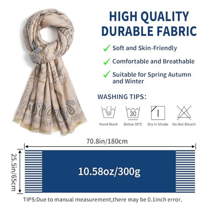 QIUTIMIY Pashmina Shawl Wraps for Womens Winter Scarf Reversible Pattern Designer Ladies Shawls and Wraps for Evening Dresses - color: Flower5-beige