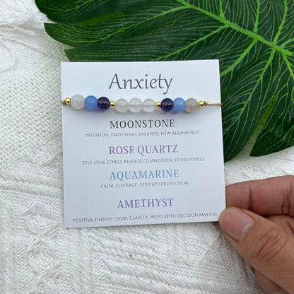 Healing Crystal Bracelet for Women/Men Crystal Bracelets Spiritual Natural Healing Crystal Stones Bracelet Empath Protection Crystal Bracelet Healing Crystal Jewelry - color: Anxiety