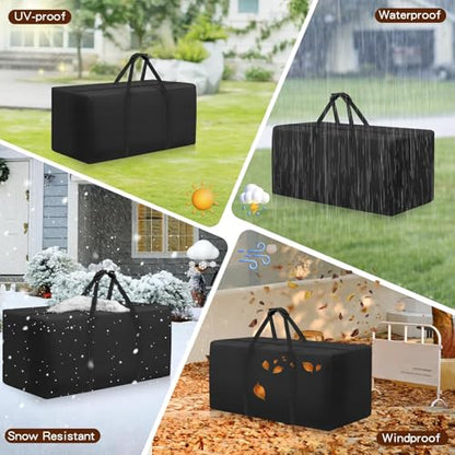 Outdoor Patio Cushion Storage Bag - Waterproof Large Patio furniture Cushion Organizer Storage Bag with Handle and Zipper, 68" L x 30" W x 20" H Big Foldable Duffle Cover-2 PACK - size: 2 PACK-68"L x 30"W x 20"H