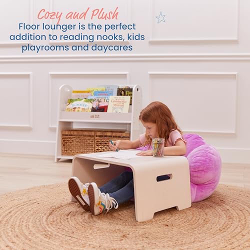 ECR4Kids SoftZone Flower-Shaped Cozy Floor Cushion, 25in, Flexible Seating, Bright Purple