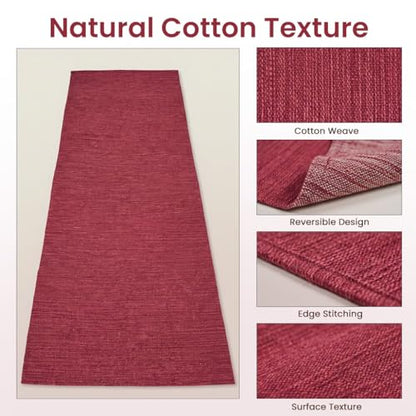 LFH Home Handmade Cotton Yoga Mat Cotton Rug picnic mat For Exercise, Workout, Fitness - Perfect Heavy Quality Eco Friendly Natural Cotton Woven Reversible Yoga Mats for Men & Women - 72x26 Inch. - color: Violet