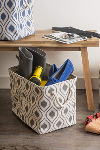 DII Polyester Container with Handles, Ikat Storage Bin, Medium, Mineral Gray - color: Mineral Gray, size: Medium