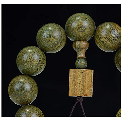 JAJAFOOK 15/18/20/25mm Natural Fragrant Green Sandalwood Mala Meditation Beads Wtist Bracelet - Tibetan Buddhism Prayer Beads - style: 15mm*15beads