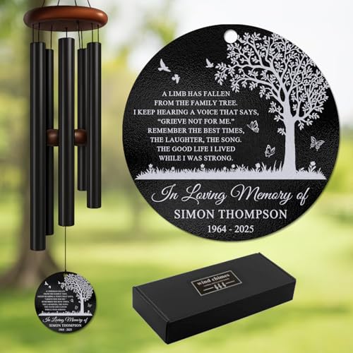 Personalized Family Tree Memorial Wind Chimes for Outdoors – Custom Name & Years Remembrance Gift – Memory Chimes – Sympathy Gifts for Loss & Loved One Passed Away Gifts – Outdoor Tribute Décor - size: FamilyTreeWC 1