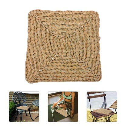 Outanaya Straw Woven Yoga Floor Cushion Mat for Meditation and Sitting Natural Seat Pad for Window and Outdoor Use Handmade Design