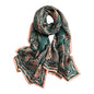 100% Mulberry Silk Long Scarf for Women Large Shawls for Headscarf and Neck- Oblong Hair Wraps with Gift Packed - color: Green&pink Leaves